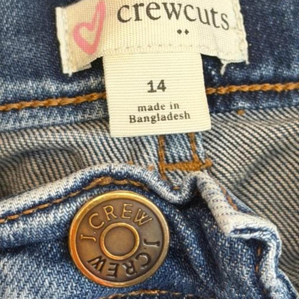 Crewcuts J.Crew Girls Wide Leg Denim Jeans Blue Patch Pocket Size 14 - Picture 3 of 5